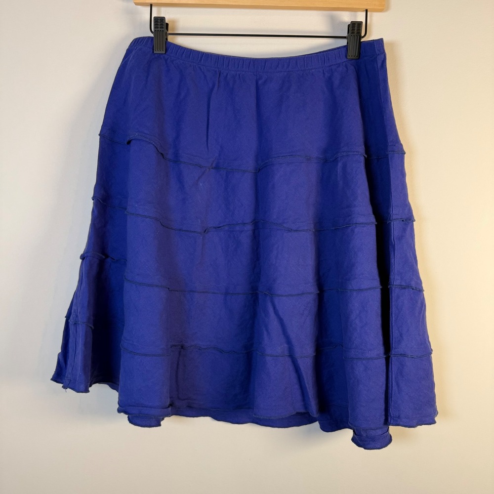 Soft Surroundings 100% Linen Tiered Mini Skirt Petite Medium PM Purple